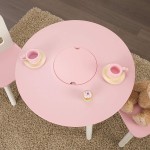 Masuta rotunda Roz cu doua scaunele si spatiu de depozitare- Pink Round Table Kidkraft